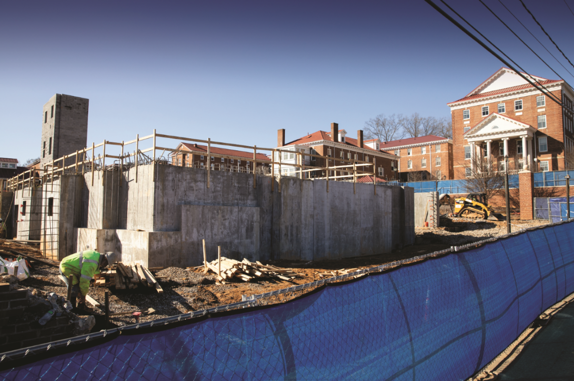 French Hall (right) overlooks the site of the new academic building.
