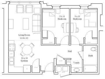 Lancer Park North/South Two Bedroom Floor Plan
